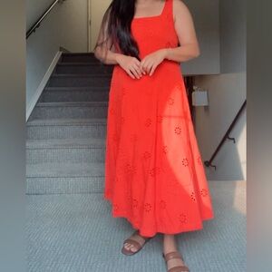 Nicole Miller Vibrant Red Orange Maxi Dress